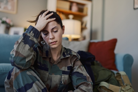 troubled servicemember at home